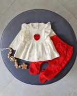 دوتیکه بلوزشلوارنوزادی توت فرنگی دخترانه برند ترک 🇹🇷 کد ۹۲۷